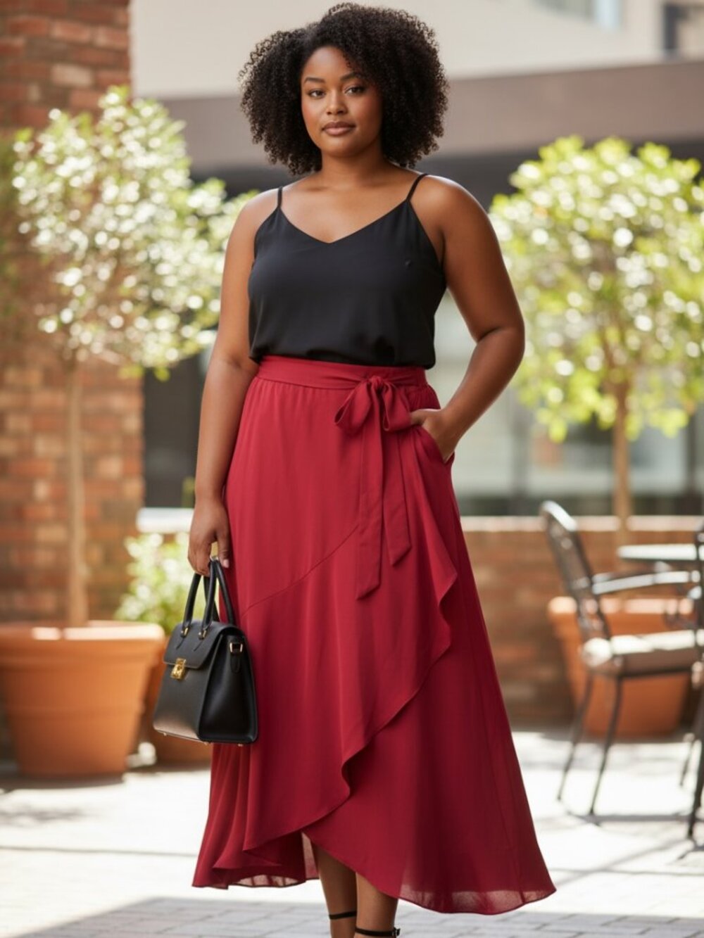 Women's Red Maxi Skirt